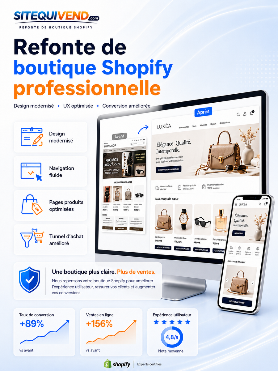 Refonte de boutique Shopify professionnelle