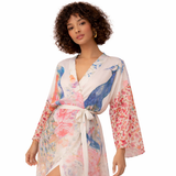 Kimono de Plage Femme Motif Paon – Élégance & Légèreté